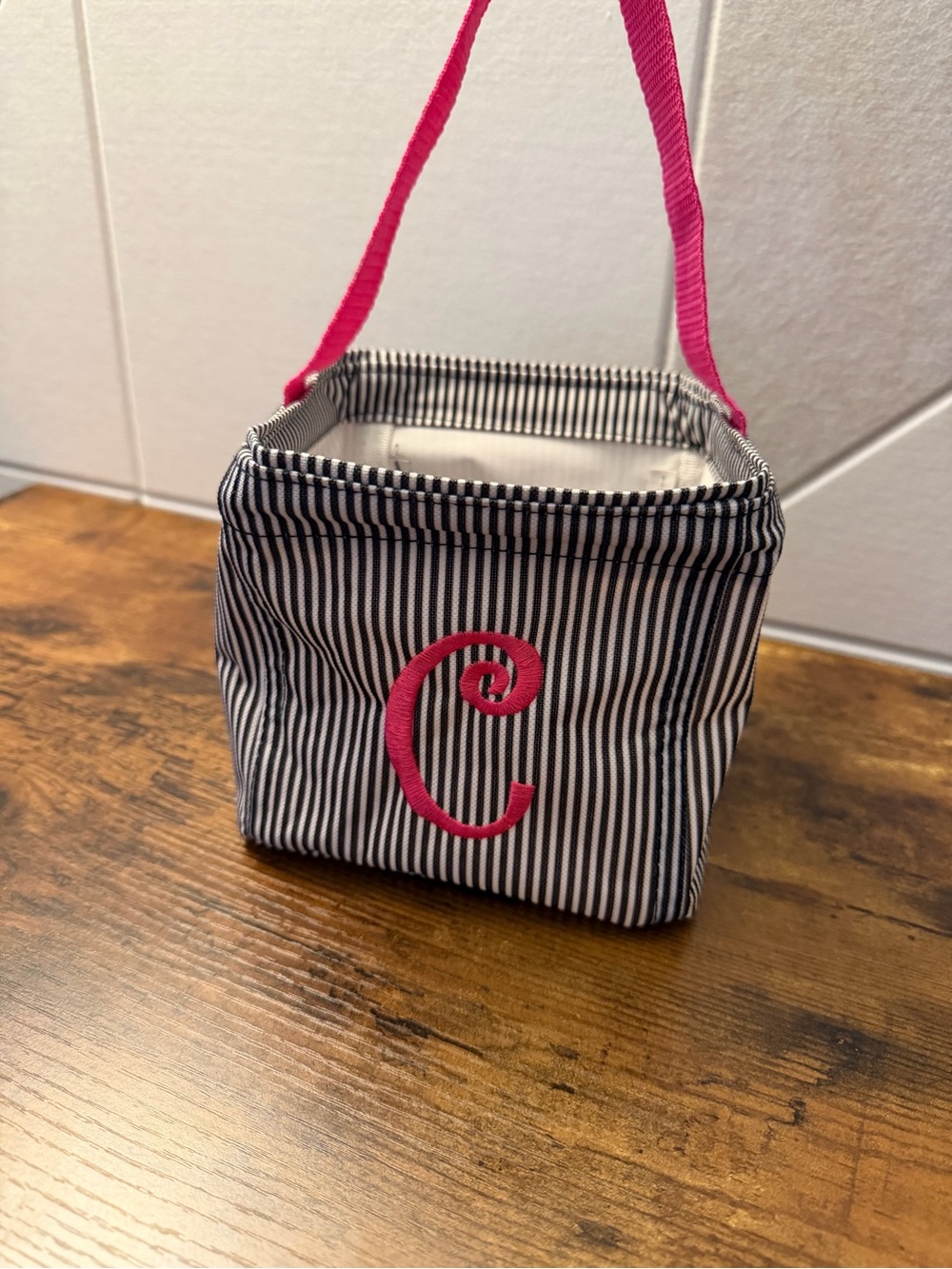 Thirty One Bags 31 Bags Littles Carry All Caddy Black White Stripe C Monogram